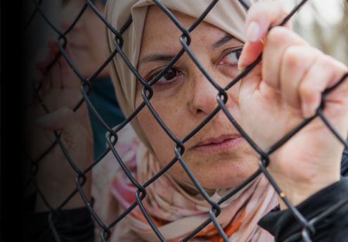 Palestine Woman Behind Fence