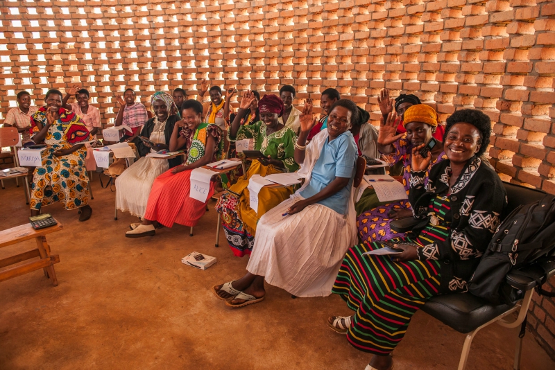 Women for Women International Program participants in Rwanda come together at the Women's Opportunity Center