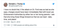 Donald Trump Tweet- Dr Christine Blasey Ford