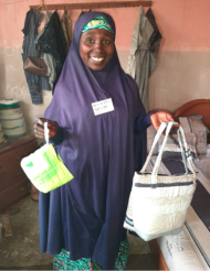 Hassana showing off her bags