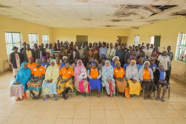 Change Agents, trained by Women for Women International, convene a peace dialogue meeting between farmers and herdsmen in Nigeria’s volatile Plateau State. Photo: Monilekan