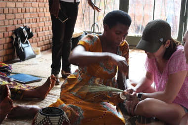 Tricia Donor Trip - learning basket weaving from program graduates