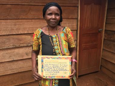 Program participant in Lushebere in DRC sharing her #MessageToMySister