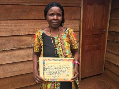 Program participant in Lushebere in DRC sharing her #MessageToMySister