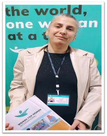 Iqbal at Women for Women International Center, Iraq. Taken by WFWI team