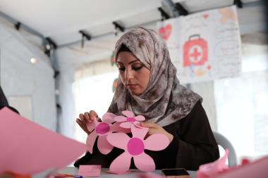 Program participants during Pink October activities, Gaza