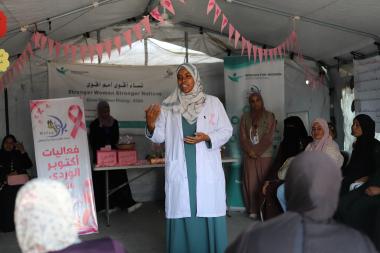 Program participants during Pink October activities, Gaza
