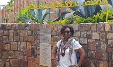 woman pictured in front of wfwi center