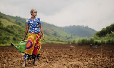 Mary Francoise, from the Rwanda program, is part of a cooperative that farms in Bumbogo. Photo credit: Serrah Galos