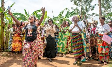 Program participants dancing in DRC