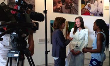 three women being filmed