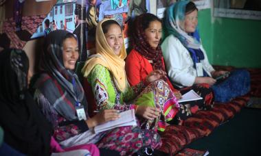 Afghan women attend their numeracy classroom