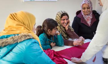 Women participate in skills training for the Stronger Women, Stronger Nations Program in Iraq 