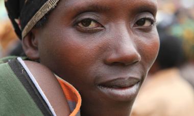 Woman looking straight at camera