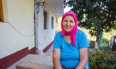 Bosnia and Herzegovina Woman with Pink Head Scarf