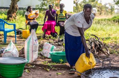 Woman participant cleaning in South Sudan - Photo Credit: Charles Atiki Lomodong