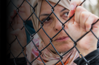Palestine Woman Behind Fence