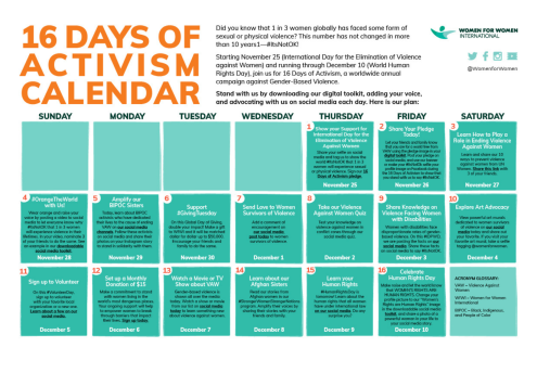 16 Days Activity Calendar