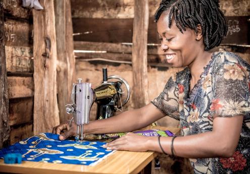 Program participant during skill training in DRC. Photo credit: Ryan Carter
